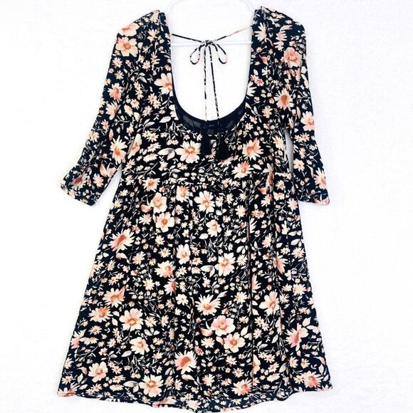 AEO | Bohemian Floral Flowy Mini Dress with Puff Sleeves Size Small - Picture 3 of 14